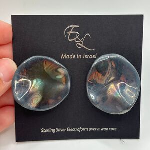 E&L Israel Statement Sterling Silver Electrofom Earrings